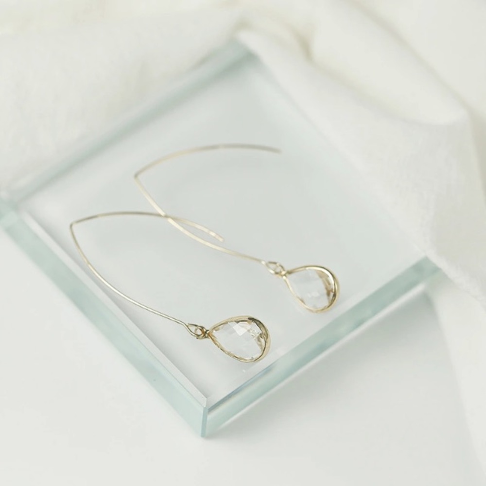 NEW!๐๐CRYSTAL CLEAR FACETED TEARDROPS!๐๐GOLDEN - Picture 4 of 7